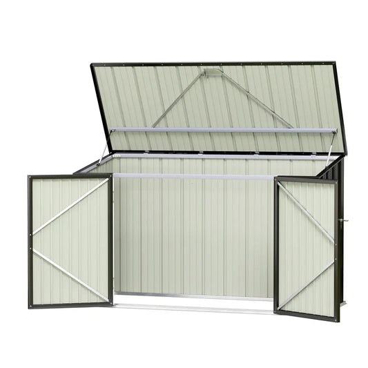 Giantz grey garden shed 2.22x0.91M with double doors for bike storage