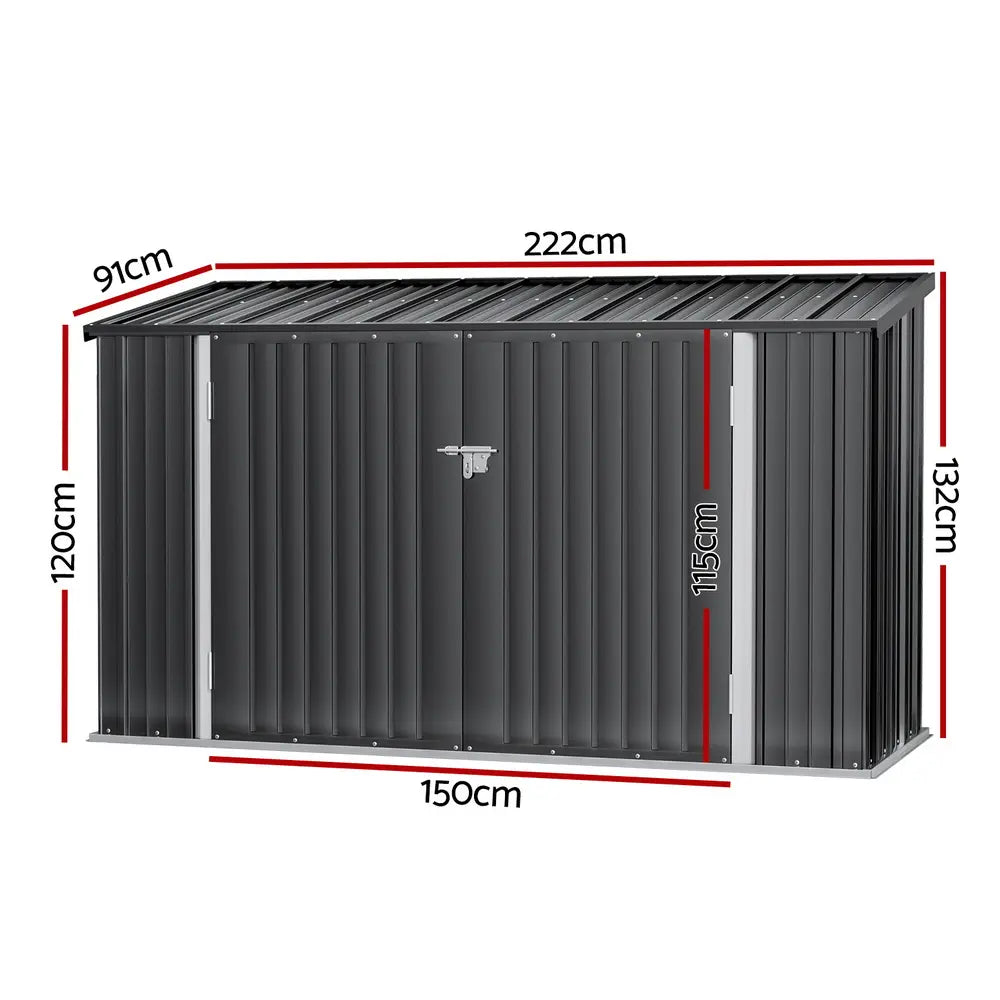 Garden shed dimensions 222cm x 91cm showing compact footprint