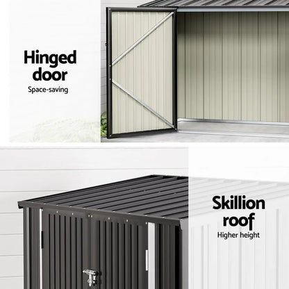 Close up of garden shed double hinged doors with locking mechanism