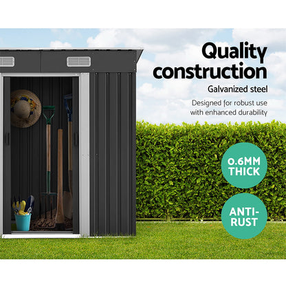 1.94 x 1.21m Grey Metal Garden Shed – Compact Outdoor Storage for Tools & Gear