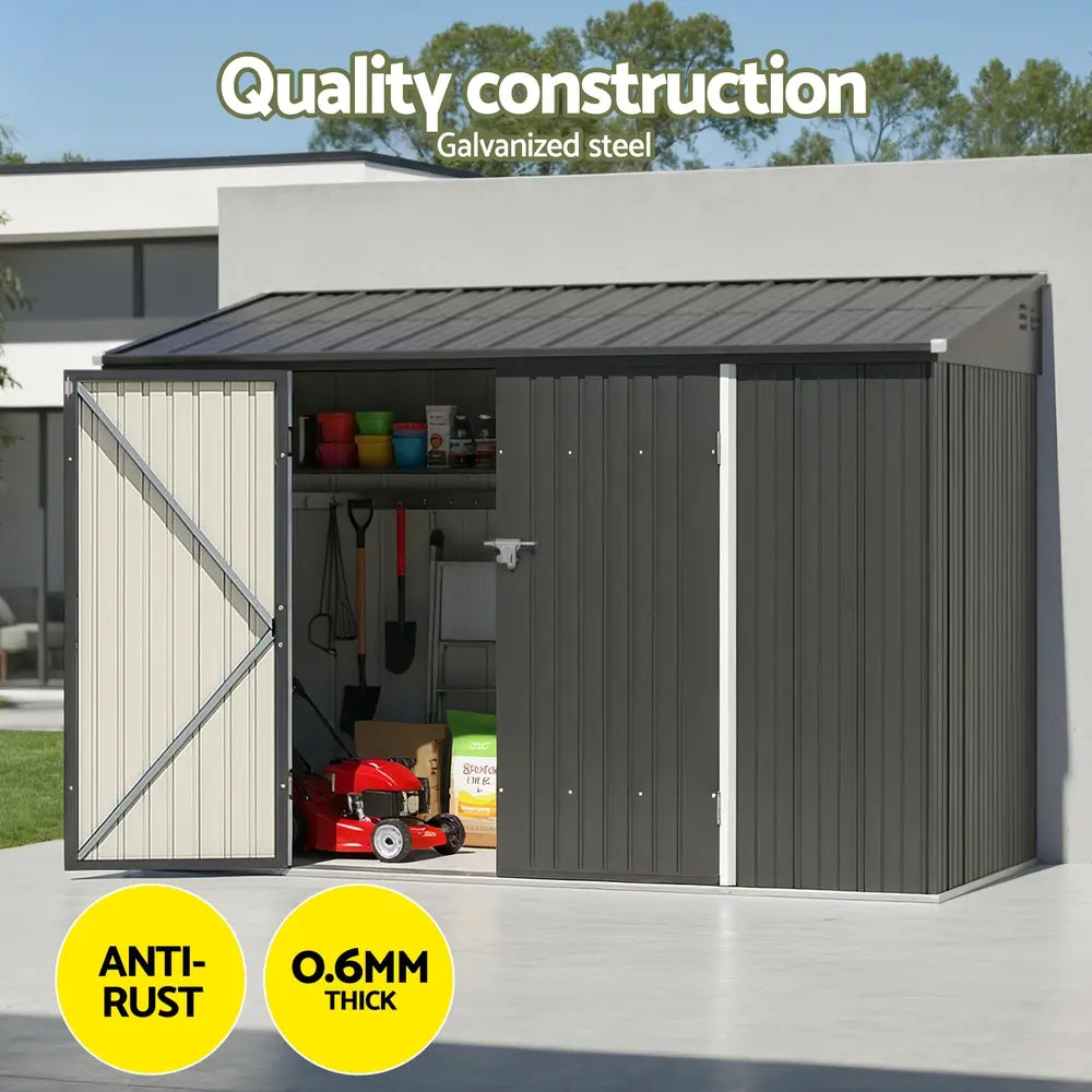Corrosion resistant galvanised steel frame and colour coated panels on outdoor shed