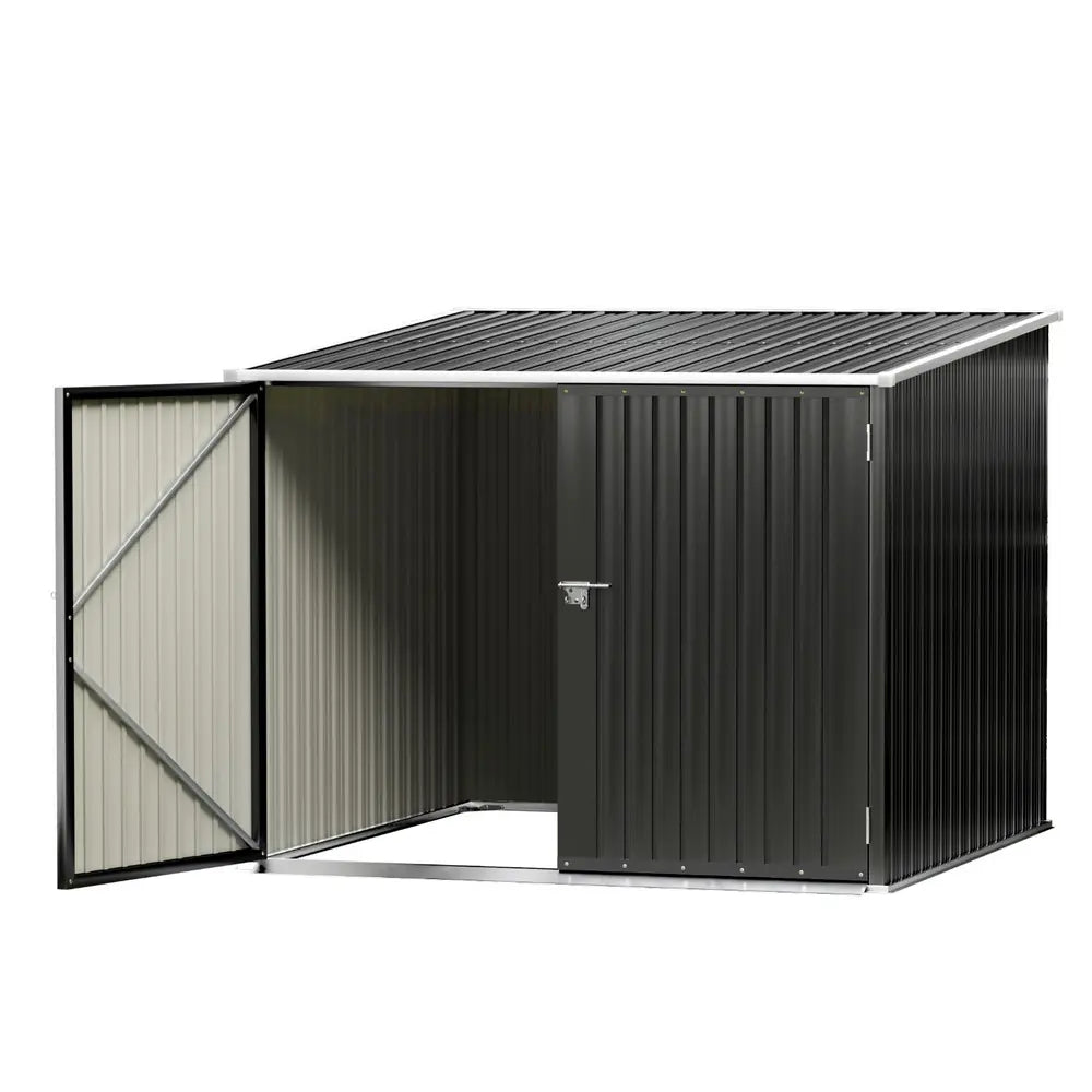 Black metal garden shed 2.06m x 1.96m with double doors for outdoor tool storage