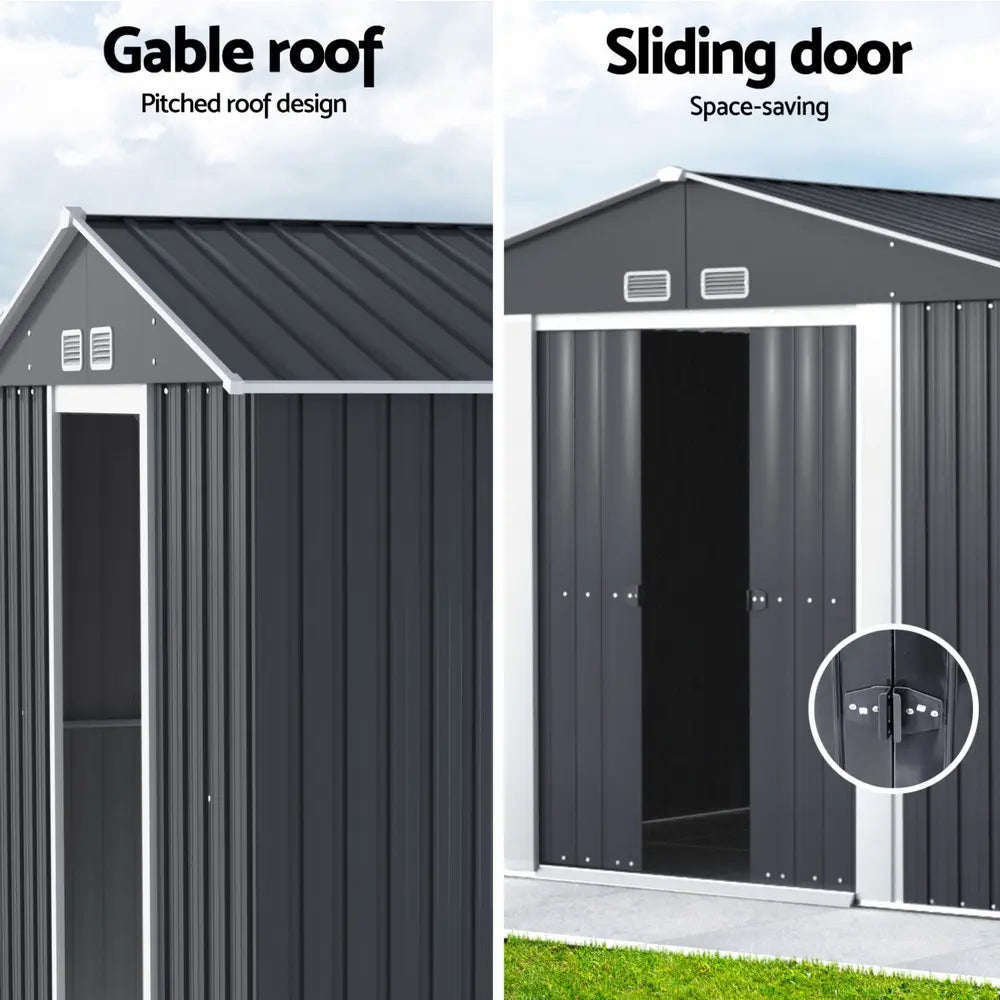 Lockable double sliding doors on garden storage shed