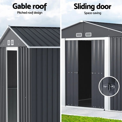 Lockable double sliding doors on garden storage shed