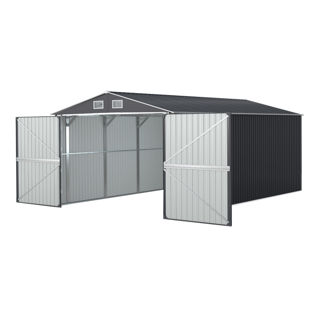 XL Garden Shed 3x5.38m – Heavy-Duty Steel Workshop Shed with Lockable Double Doors