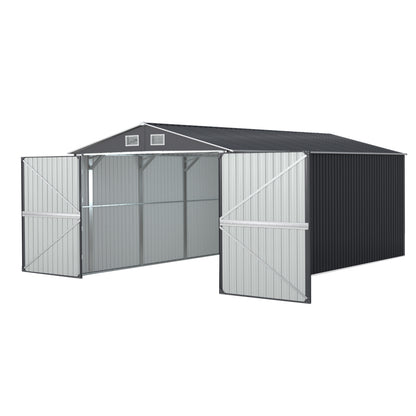 XL Garden Shed 3x5.38m – Heavy-Duty Steel Workshop Shed with Lockable Double Doors