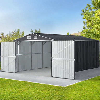 XL Garden Shed 3x5.38m – Heavy-Duty Steel Workshop Shed with Lockable Double Doors