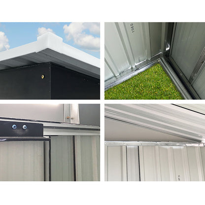 2.6x3.9m Metal Garden Shed with Base – Outdoor Storage Workshop with Sliding Doors & Vents – Grey