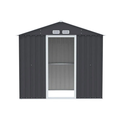 Spacious interior of 2.15m steel garden shed for tools and equipment storage