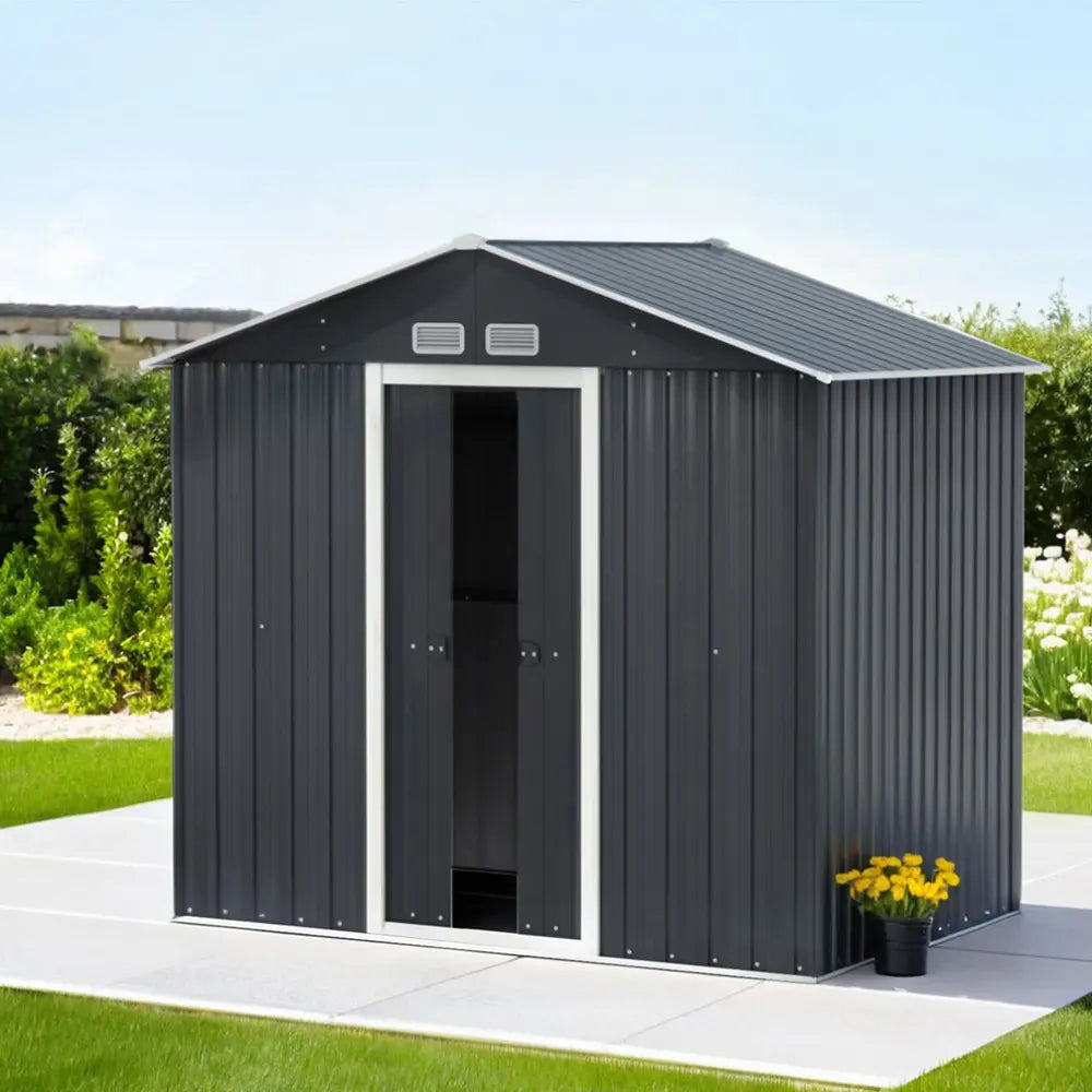 Garden shed installed in Australian backyard showing compact footprint