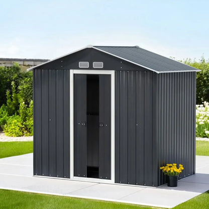 Garden shed installed in Australian backyard showing compact footprint