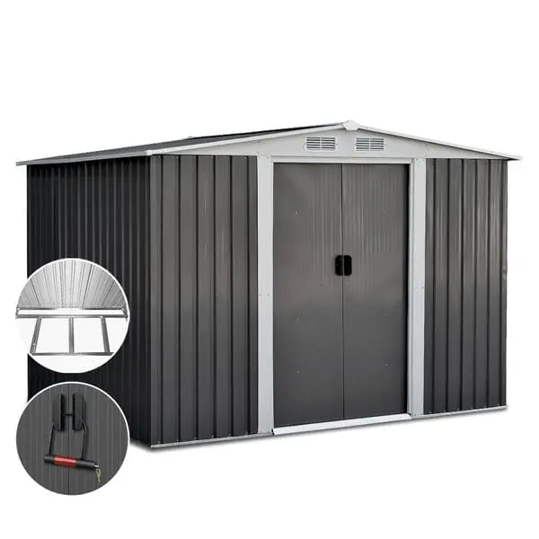 2.58x2.07m Garden Shed with Double Sliding Doors – Heavy-Duty Outdoor Storage