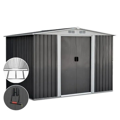 2.58x2.07m Garden Shed with Double Sliding Doors – Heavy-Duty Outdoor Storage