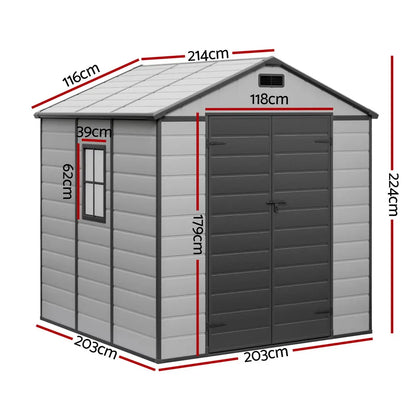 Giantz Garden Shed 2.15x2.14m Polypropylene - Workshop Storage with Window & Vents