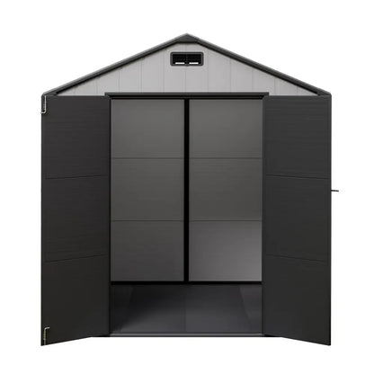 Wide 118cm double doors on Giantz shed showing easy access for large equipment
