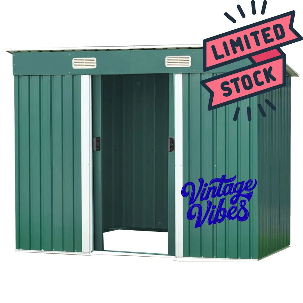 Compact 1.94m garden shed with aluminium sliding doors in small backyard - Black Friday Limited Offer - Vintage Vibes