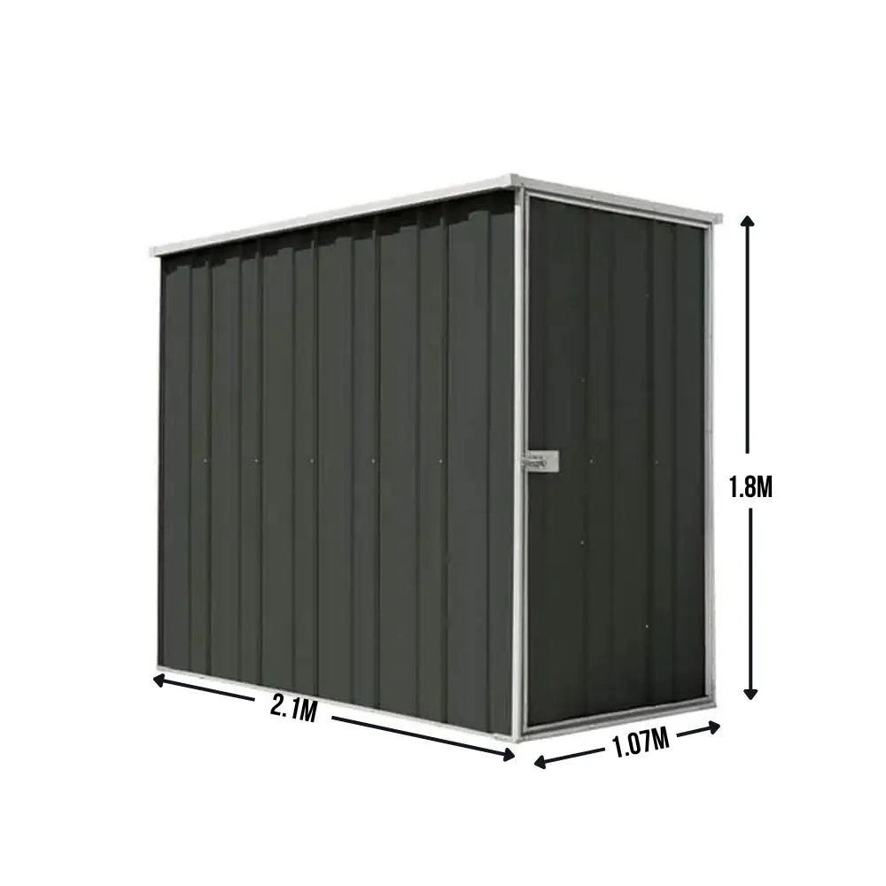 SpanBilt Slimline Garden Shed with Side Entry - 1.07m × 2.1m Narrow Steel Shed for Apartments, Townhouses & Side Passages