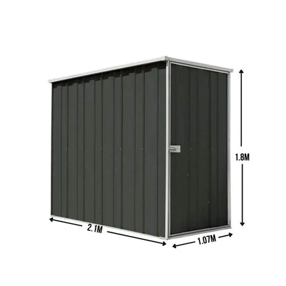 SpanBilt Slimline Garden Shed with Side Entry - 1.07m × 2.1m Narrow Steel Shed for Apartments, Townhouses & Side Passages