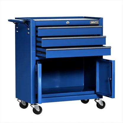 Double door cabinet on Giantz steel tool trolley for garage storage
