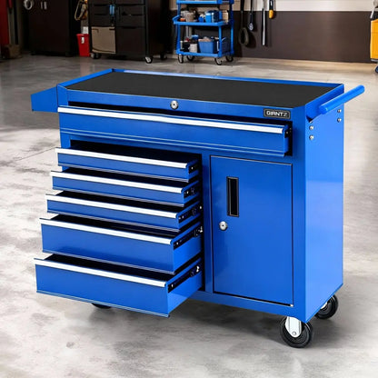 Giantz 6 Drawer Tool Chest Trolley 100kg Blue | Rolling Toolbox Cabinet