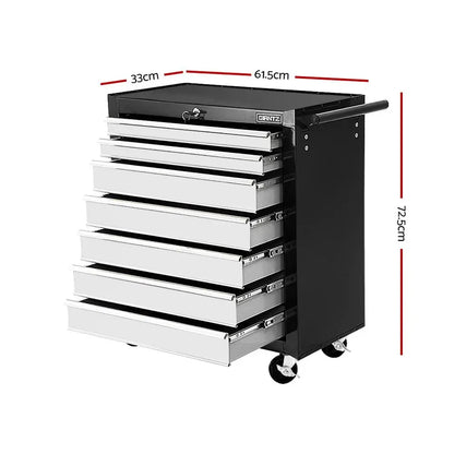 61.5cm x 33cm rolling tool cabinet showing workshop storage capacity