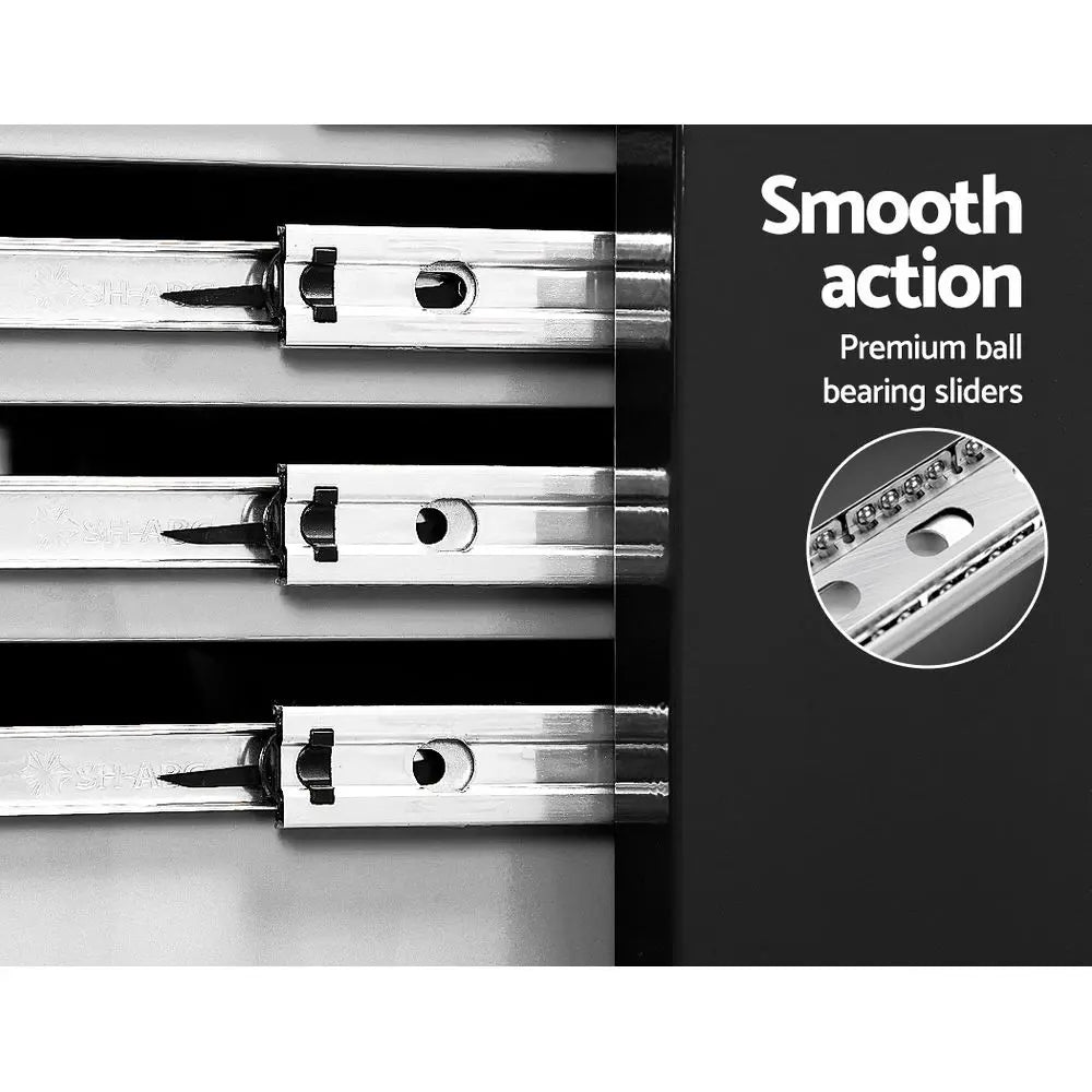 Ball bearing drawer slides on Giantz toolbox showing smooth glide operation