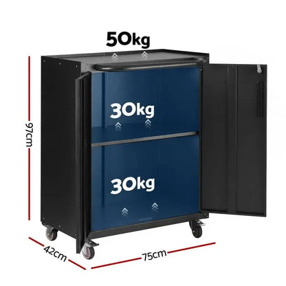 Giantz rolling tool cabinet dimensions 75cm wide 42cm deep 97cm high