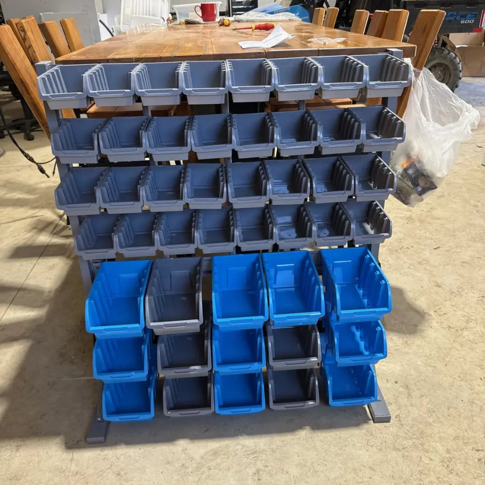 Freestanding Tool Storage Rack - 47 Bin Organiser with Steel Stand