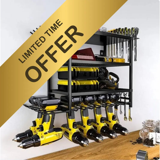 Heavy Duty 4-Tier Power Tool Rack Wall Mount - 50kg Capacity Drill Organiser