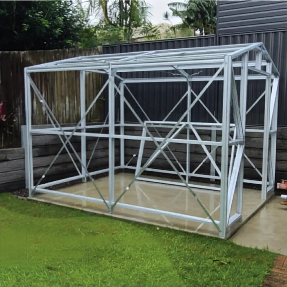 80mm x 40mm portal steel frame detail on UBild 260 workshop building showing structural framing system
