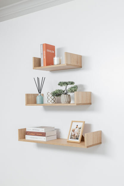 OSLO Oak Floating Shelf Kit – 3-Piece Set (400mm, 600mm, 800mm)