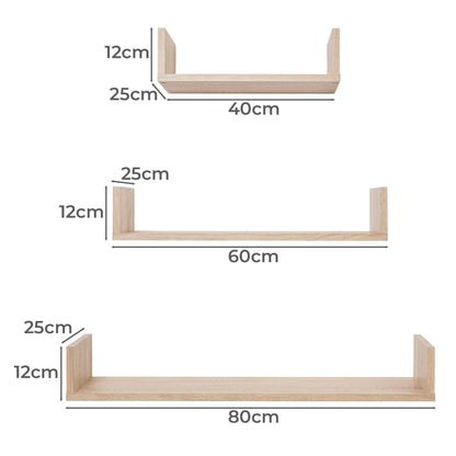 OSLO Oak Floating Shelf Kit – 3-Piece Set (400mm, 600mm, 800mm)