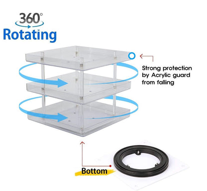 360° Rotating 3-Tier Nail Polish & Cosmetics Organiser - Elegant Acrylic Display Stand with Protective Guard – Perfect for Makeup Lovers