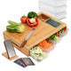 Bamboo Cutting Board with 4 Containers - Meal Prep Board with Storage Trays
