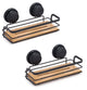 2-Pack Bamboo & Stainless Steel Shower Caddy – No-Drill Corner Shelves with Premium Vacuum Suction (Bathroom & Kitchen Use)