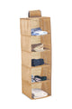 5-Tier Hanging Closet Organizer – Foldable Fabric Storage for Clothes (Beige)