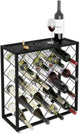 Stylish 25-Bottle Freestanding Wine Rack – Space-Saving Metal Storage with Top Shelf
