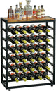 6-Tier Freestanding Wine Rack for 30 Bottles – Metal & Wood Display with Countertop