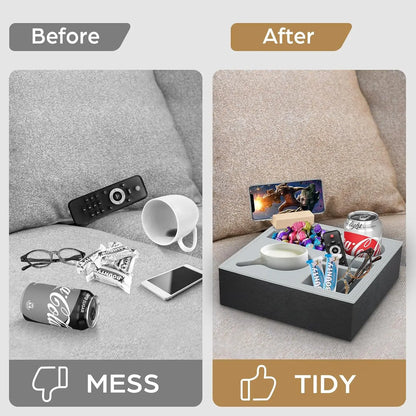 Non-slip couch cup holder with rotatable phone holder