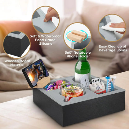 Work-from-home couch tray for snacks and devices