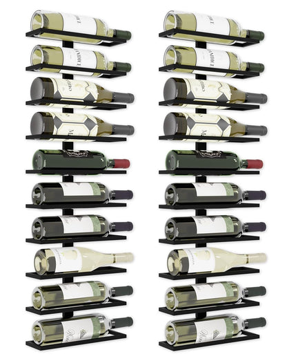 CARLA HOME 2-Pack Wall-Mount Wine Rack – Metal Bottle Holder for 10 Bottles | Matte Black