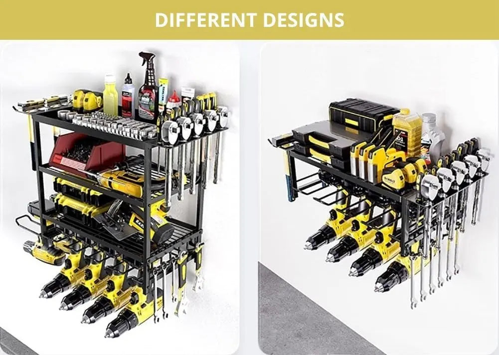 Heavy Duty 4-Tier Power Tool Rack Wall Mount - 50kg Capacity Drill Organiser