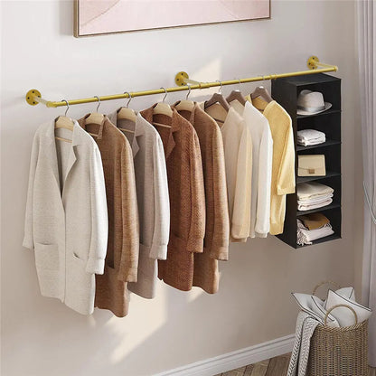 Gold Wall Mounted Clothes Rack | Vintage Industrial Garment Rail 180cm