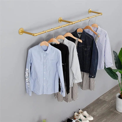 Wall mounted clothing rail with included mounting hardware and brackets