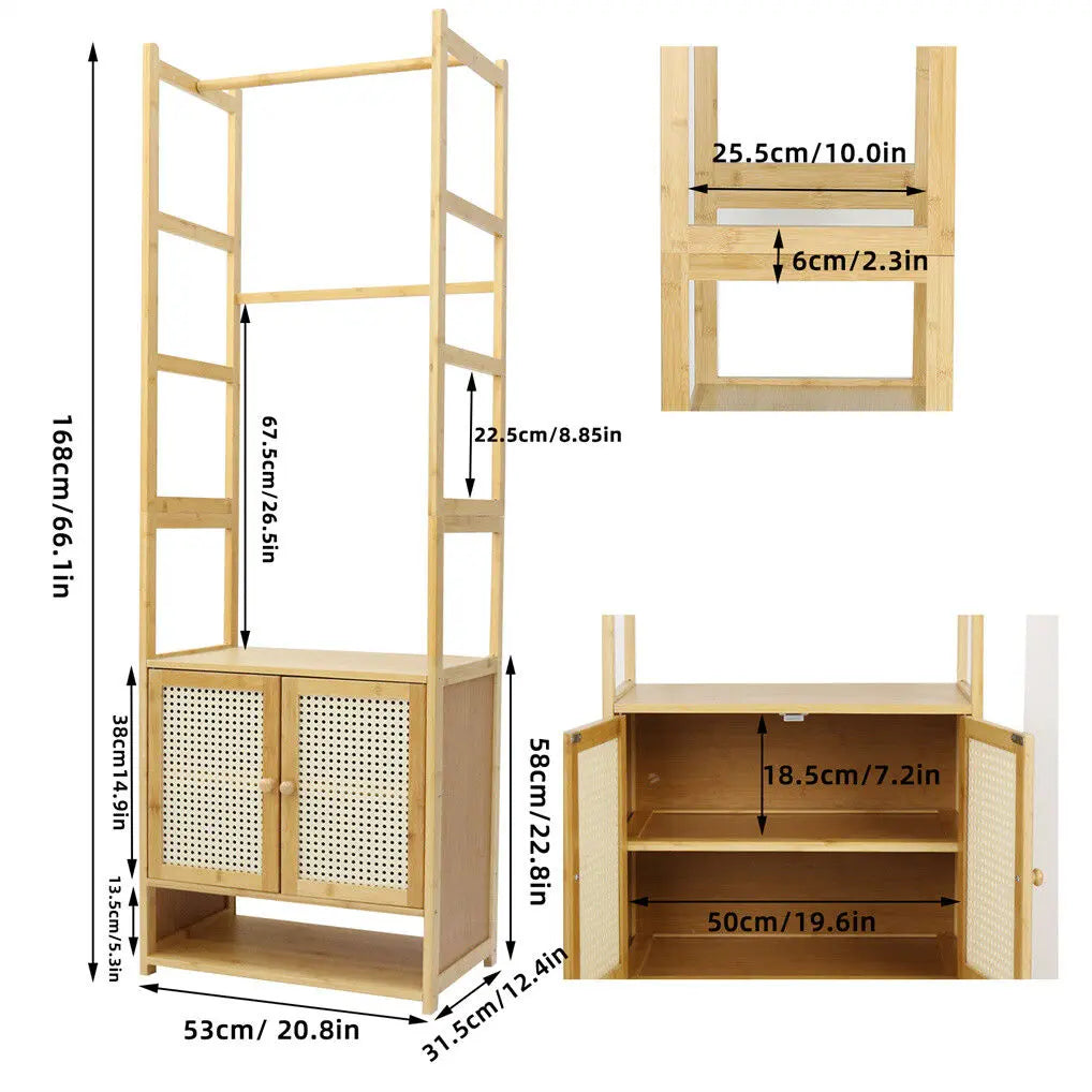 Compact 53cm bamboo clothes rack perfect for small spaces and apartments