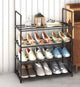 4-Tier Stainless Steel Shoe Rack (Black, 55cm) – Compact Storage for 12–16 Pairs | Rust-Resistant & DIY Adjustable