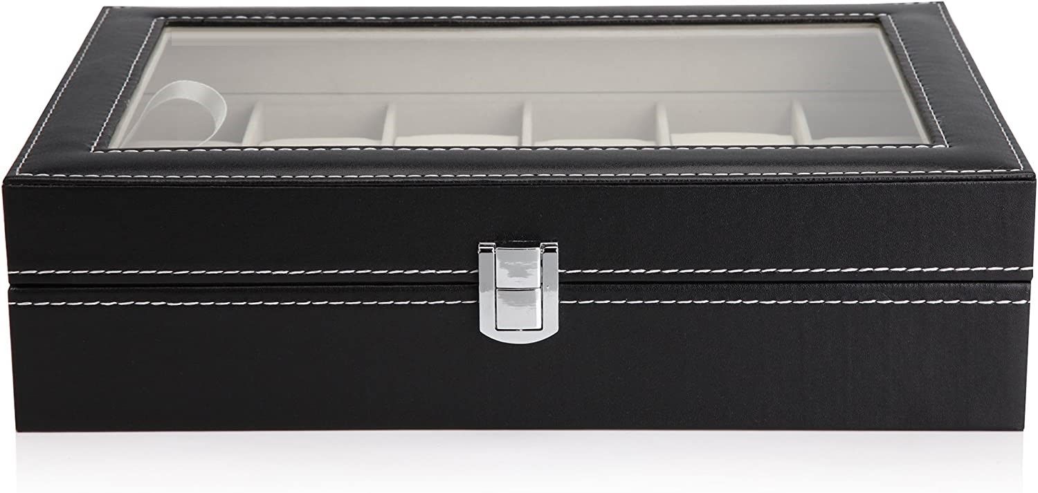 lockable watch storage case with glass top
