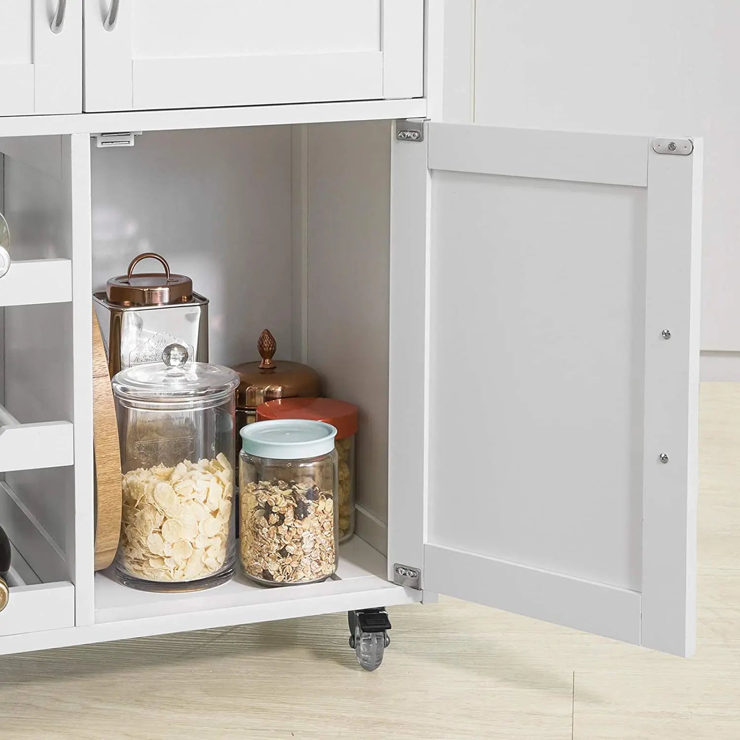 Smooth rolling castor wheels with brake locks kitchen trolley easy mobility between kitchen and dining