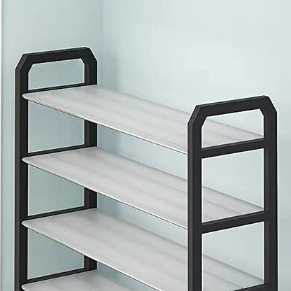 Ventilated open design of white shoe rack preventing odour and moisture buildup