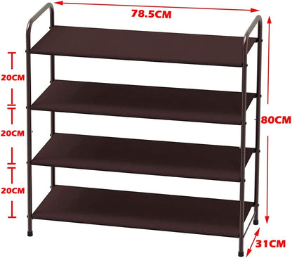Tidy Up in Style – 4-Tier Metal Shoe Rack & Storage Organizer with Side Pockets for Entryway, Bedroom & Wardrobe